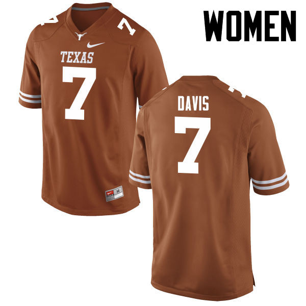 Women #7 Antwuan Davis Texas Longhorns College Football Jerseys-Tex Orange